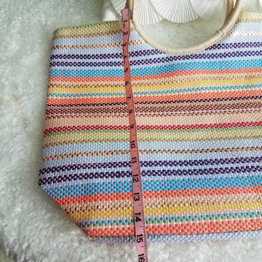 New Avenue Bright Multicolored Straw Tote - Picture 6 of 8